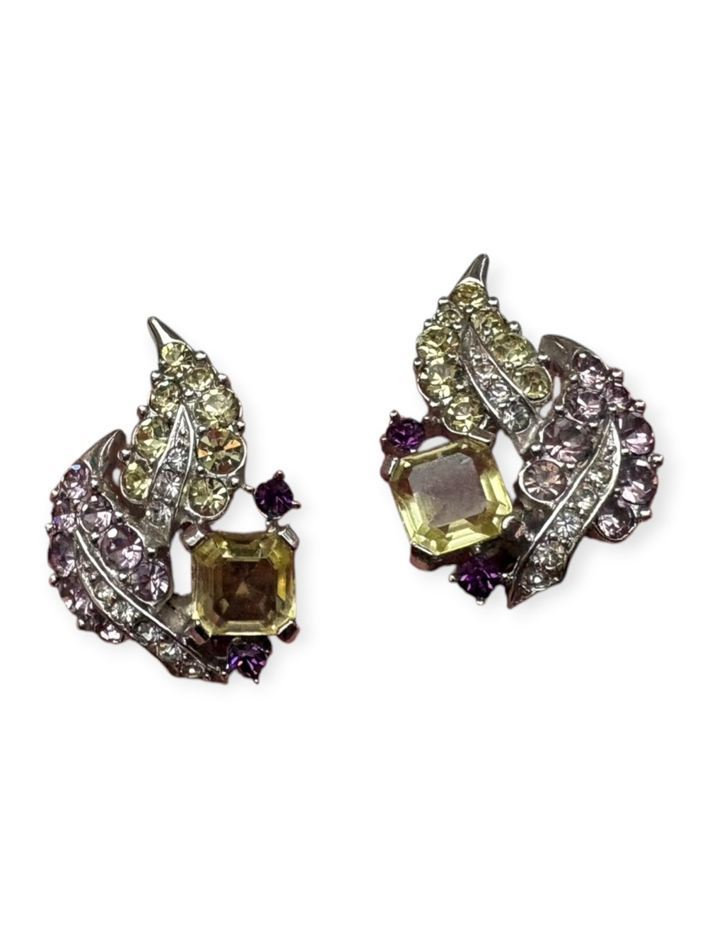 Vintage MARCEL BOUCHER Signed Numbered 6213 Rhinestone Clip Earrings MidCentury - Picture 4 of 4